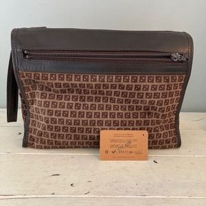 Vintage 1980’s Fendi suede clutch handbag